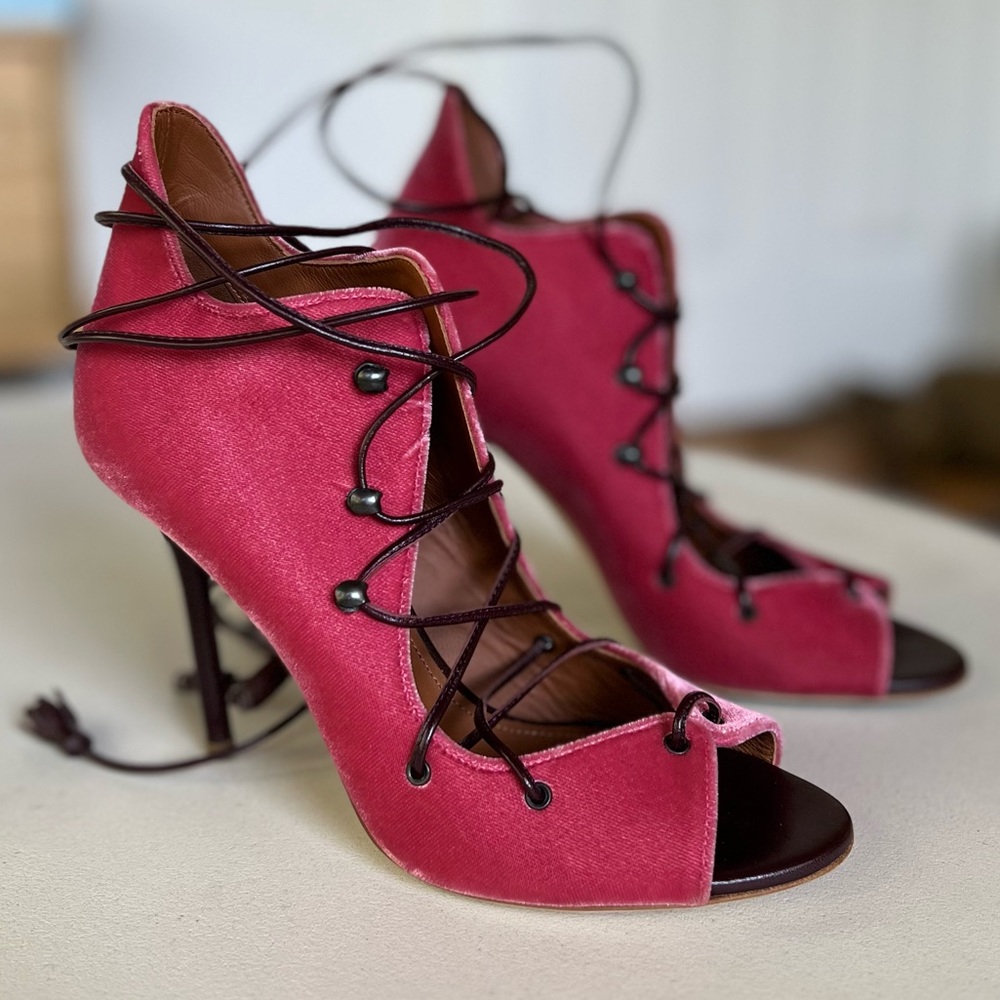 Malone Souliers Savannah Velvet Lace Up Heel EU/IT 36 US 6